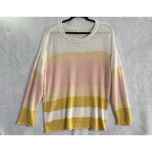 KORI America Women Pullover Sweater Striped Lightweight Sz L Multicolor 58-7